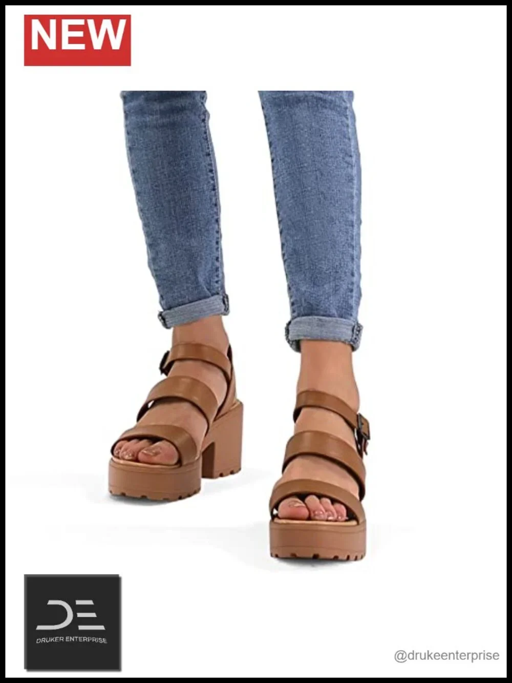 Women's Platform Sandals Ankle Strap Open Toe Lug Sole 3 Inch Chunky Block